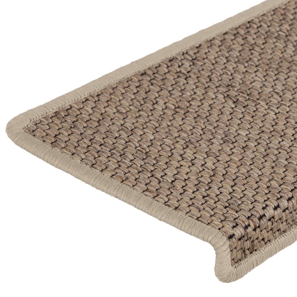 vidaXL Covorașe scări autoadezive 15buc nisipiu 65x21x4cm aspect sisal