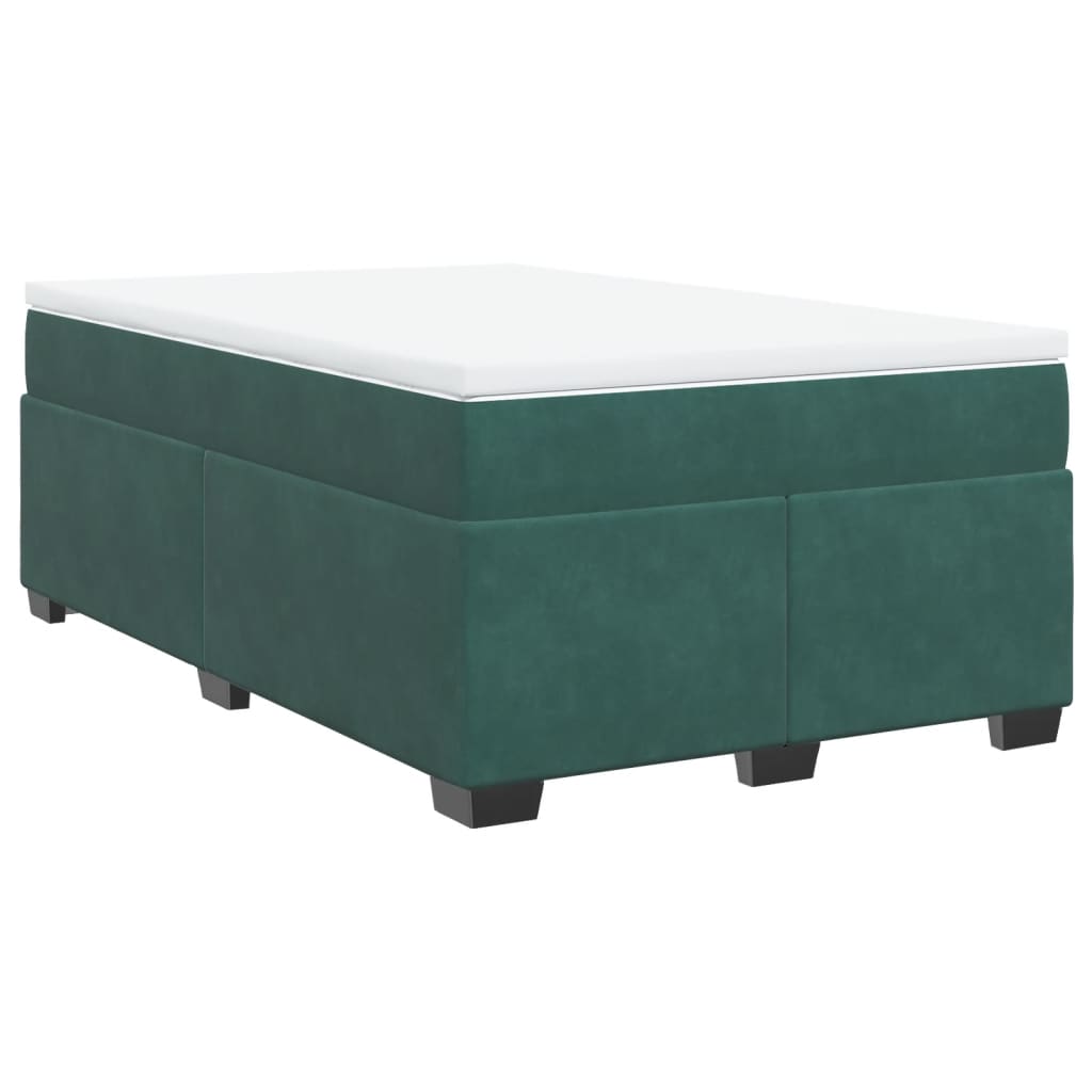 vidaXL Pat box spring cu saltea, verde închis, 120x190 cm, catifea