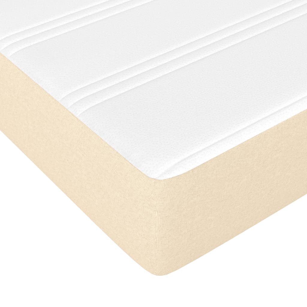 vidaXL Pat box spring cu saltea, crem, 140x200 cm, textil