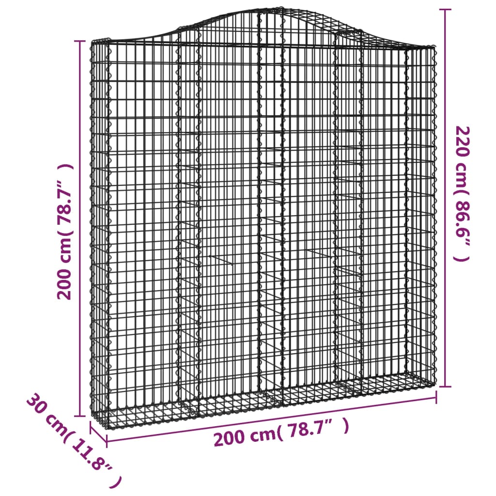 vidaXL Coșuri gabion arcuite 6 buc. 200x30x200/220 cm fier galvanizat