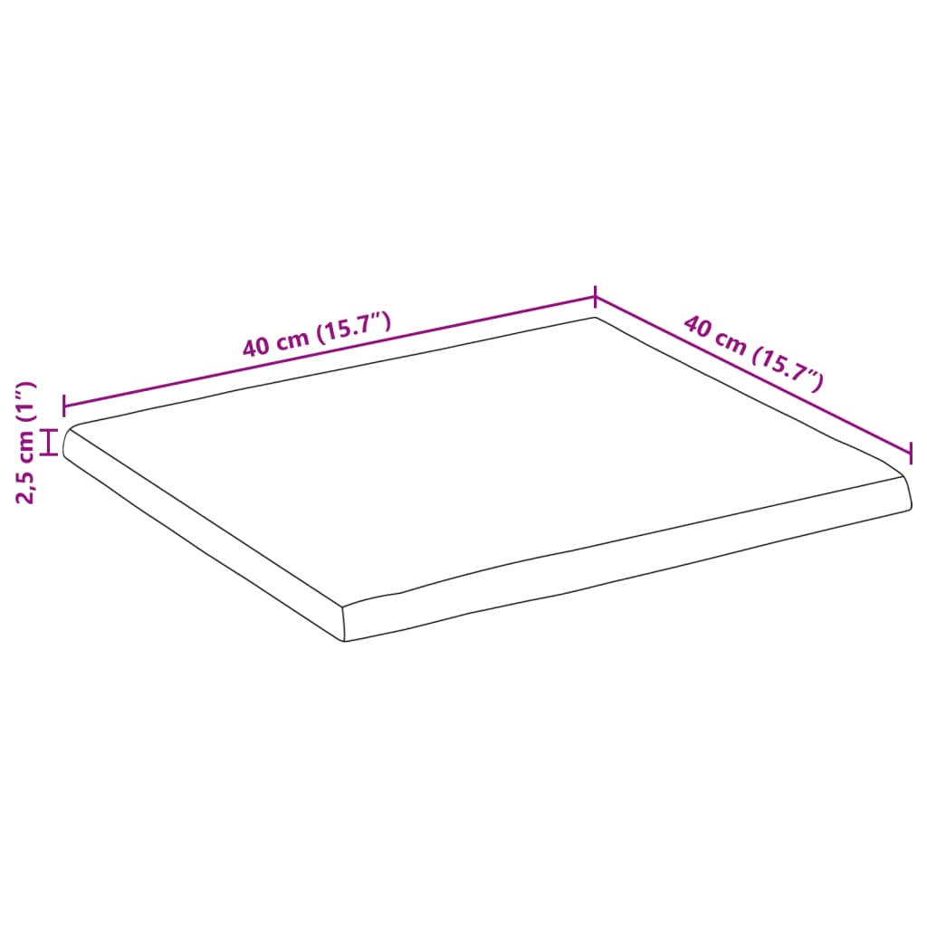 vidaXL Blat de masă contur organic 40x40x2,5 cm lemn masiv mango brut