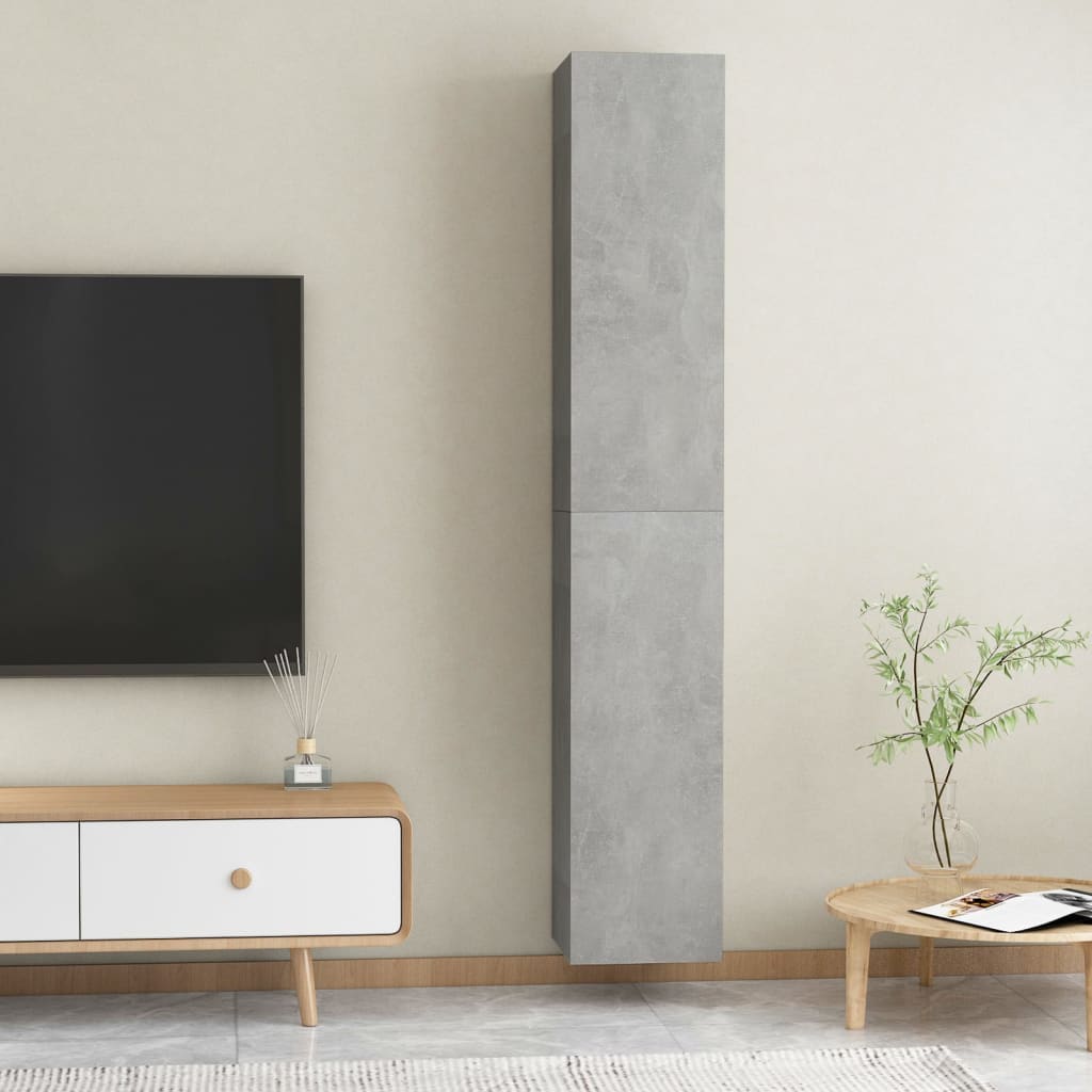 vidaXL Comode TV, 2 buc., gri beton, 30,5x30x90 cm, lemn prelucrat