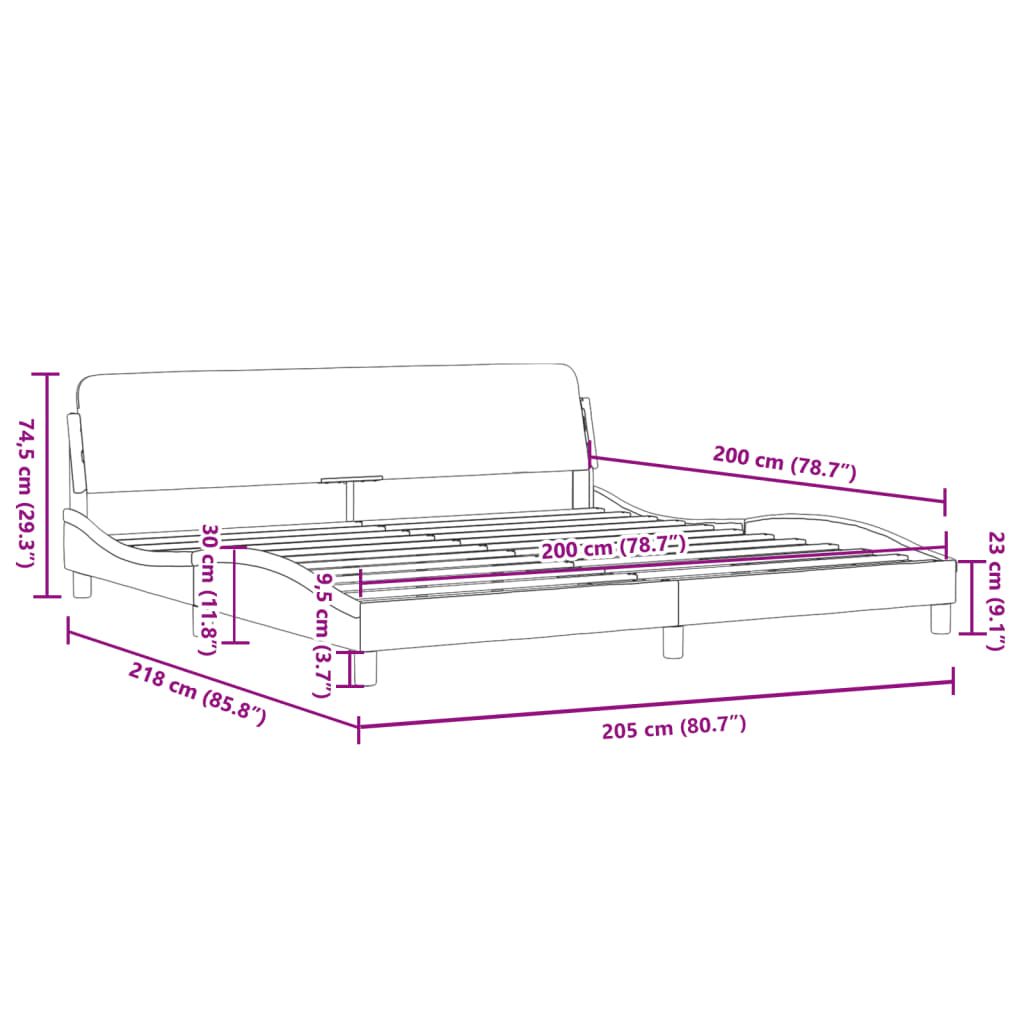 vidaXL Cadru de pat cu tăblie alb și negru 200x200cm piele artificială