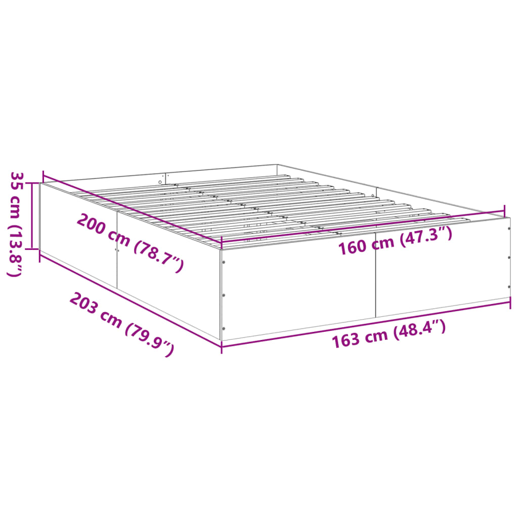 vidaXL Cadru de pat, gri sonoma, 160x200 cm, lemn prelucrat