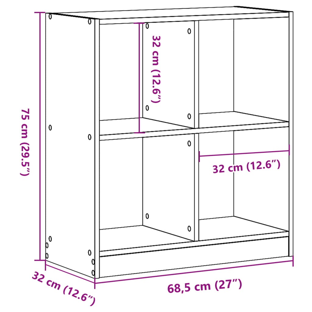 vidaXL Bibliotecă, gri beton, 68,5x32x75 cm, lemn prelucrat