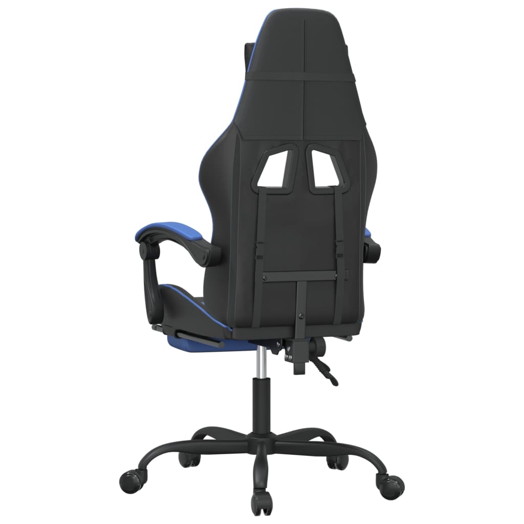 vidaXL Scaun gaming pivotant/suport picioare negru/albastru piele eco