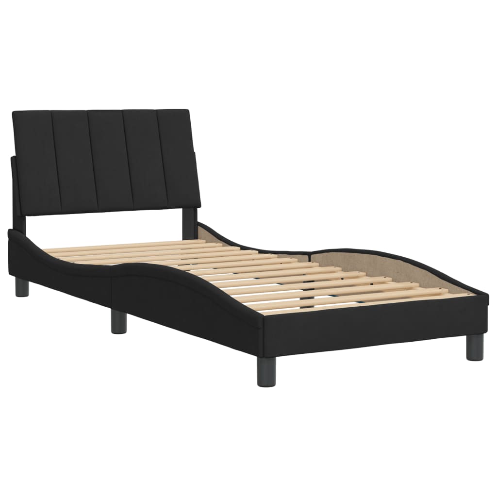vidaXL Cadru de pat cu tăblie, negru, 90x200 cm, catifea
