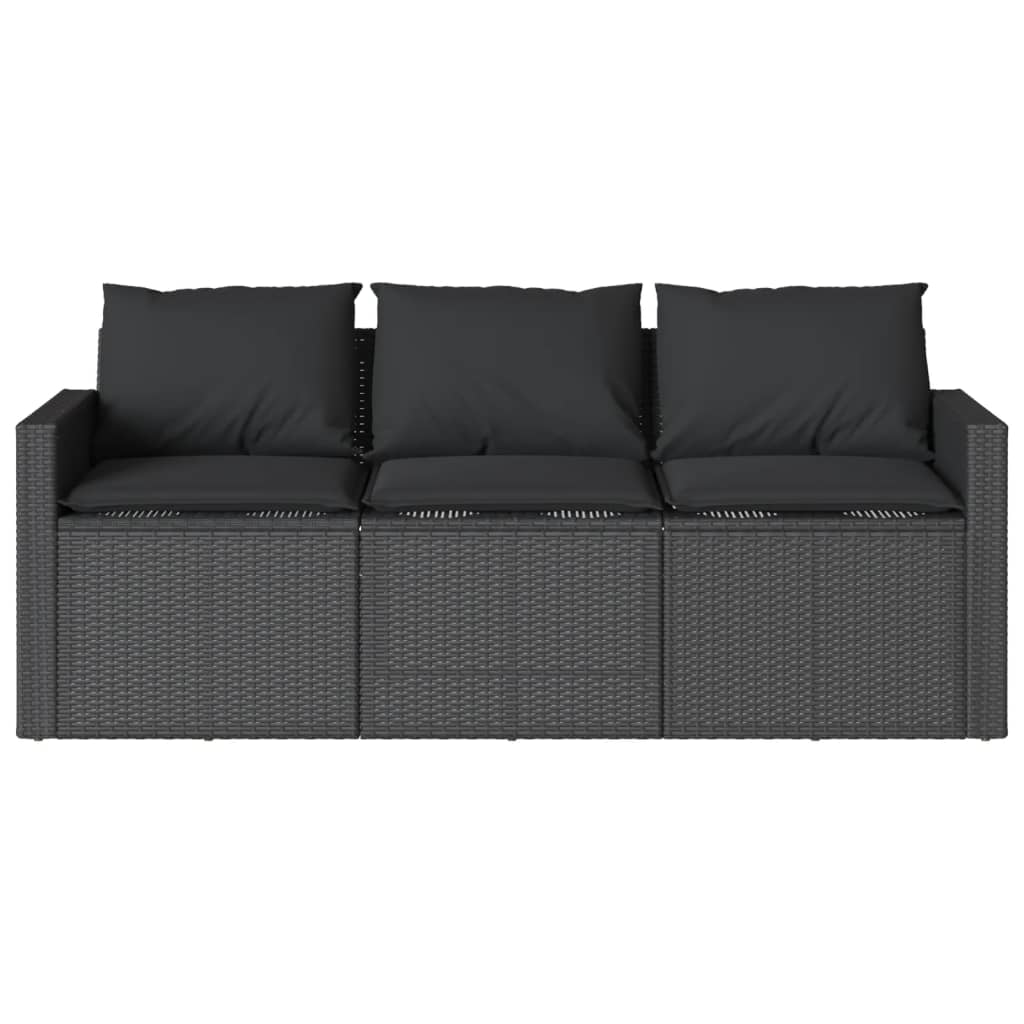 vidaXL Set mobilier de grădină cu perne, 2 piese, negru, poliratan