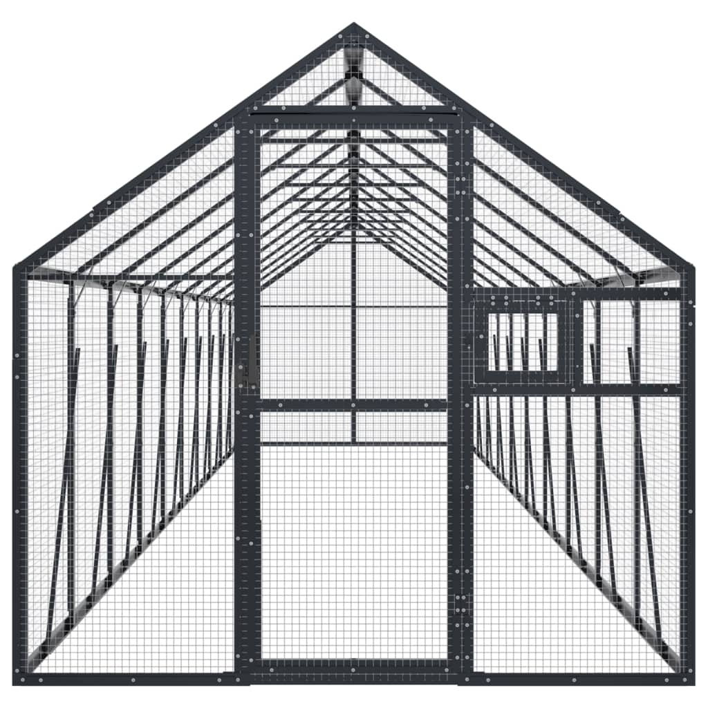 vidaXL Volieră de păsări, antracit, 1,79x10x1,85 m, aluminiu