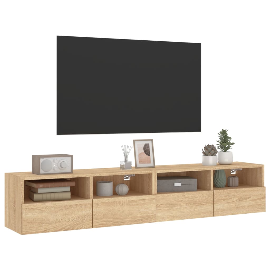 vidaXL Comode TV de perete, 2 buc., stejar sonoma, 80x30x30 cm, lemn