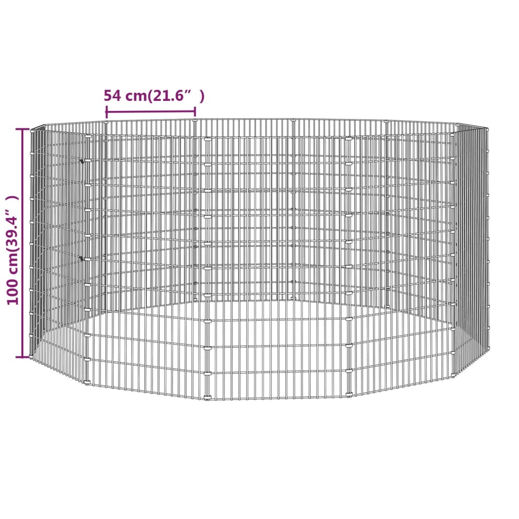 vidaXL Adăpost pentru animale cu 12 panouri, 54x100 cm fier galvanizat