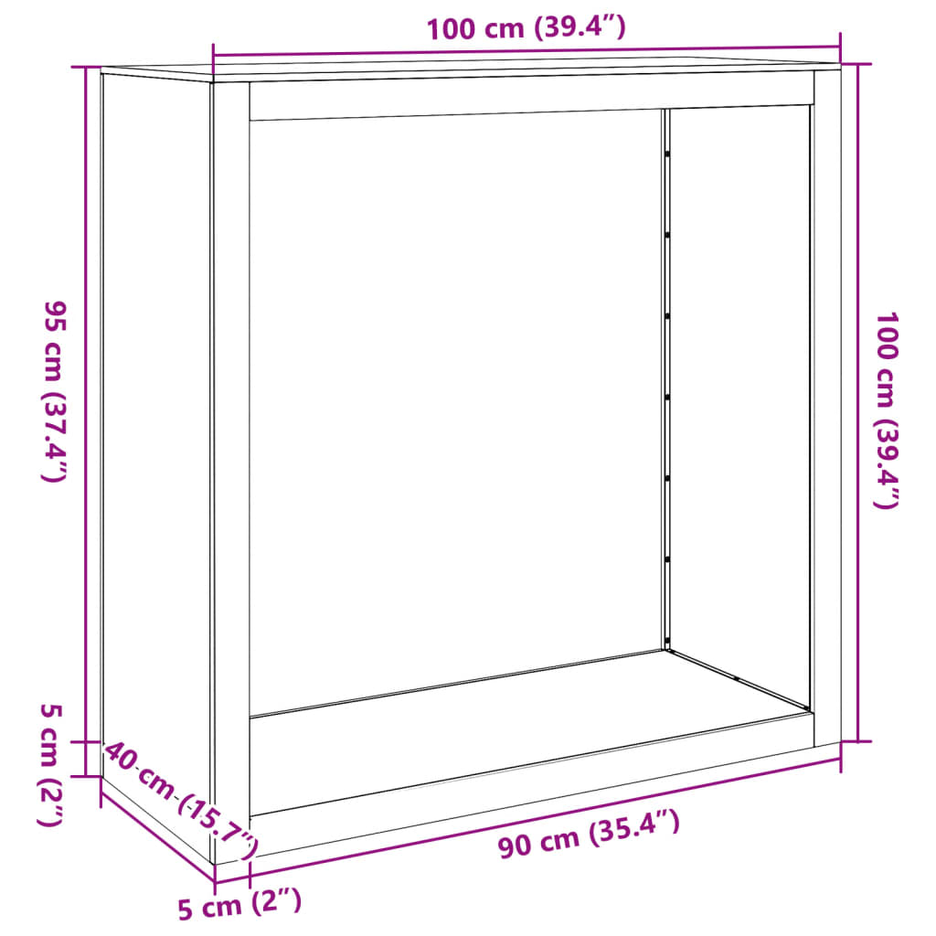 vidaXL Suport pentru lemne de foc, 100x40x100 cm, oțel inoxidabil