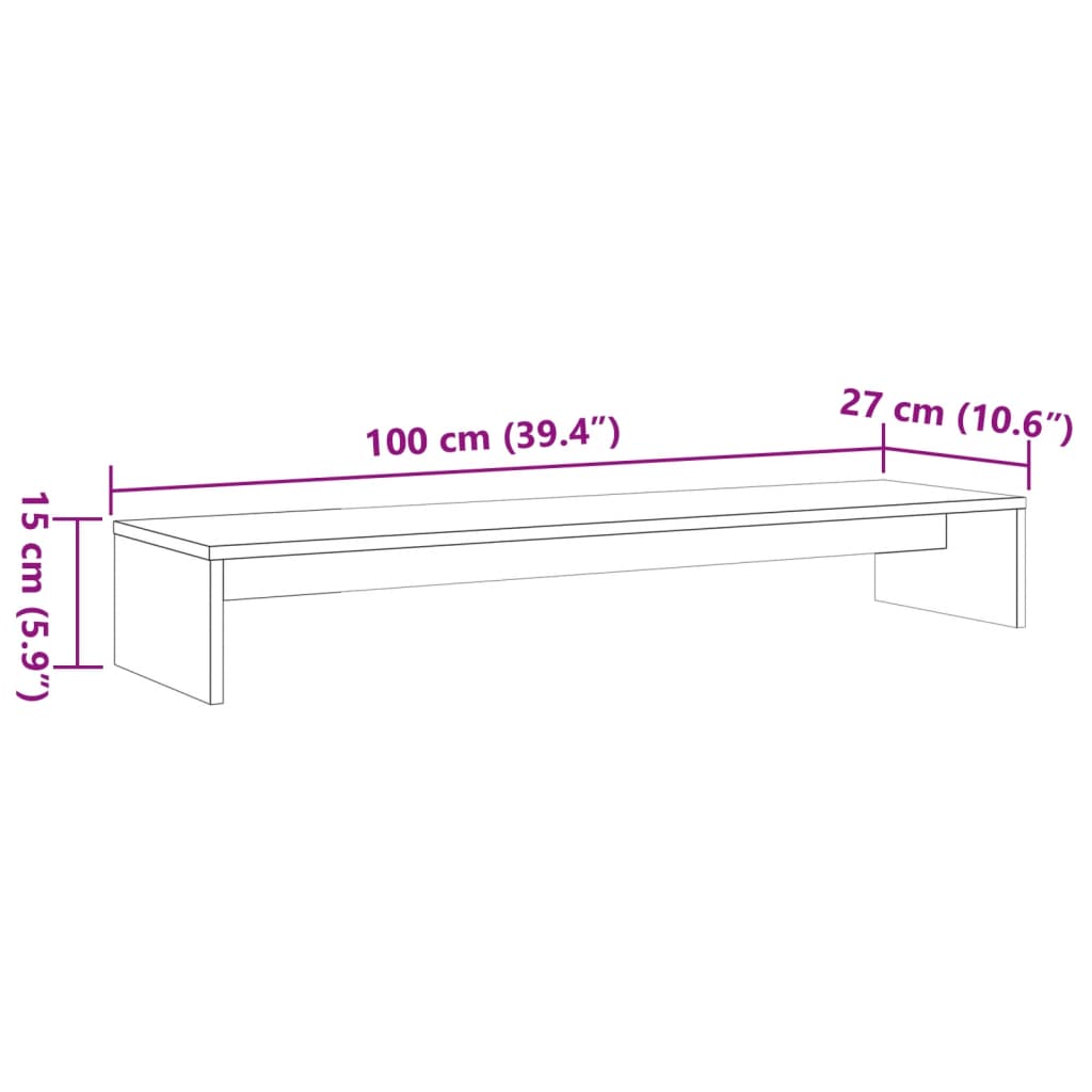 vidaXL Suport pentru monitor, maro ceruit, 100x27x15cm, lemn masiv pin