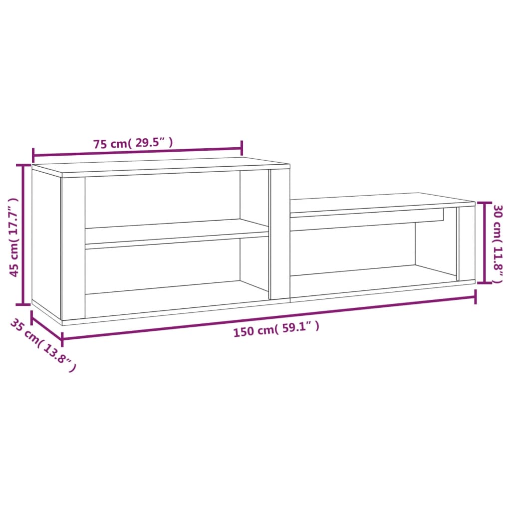 vidaXL Pantofar, gri beton, 150x35x45 cm, lemn prelucrat