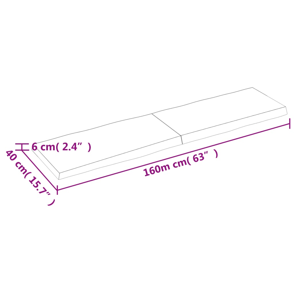 vidaXL Blat masă, 160x40x(2-6) cm, maro, lemn tratat contur organic