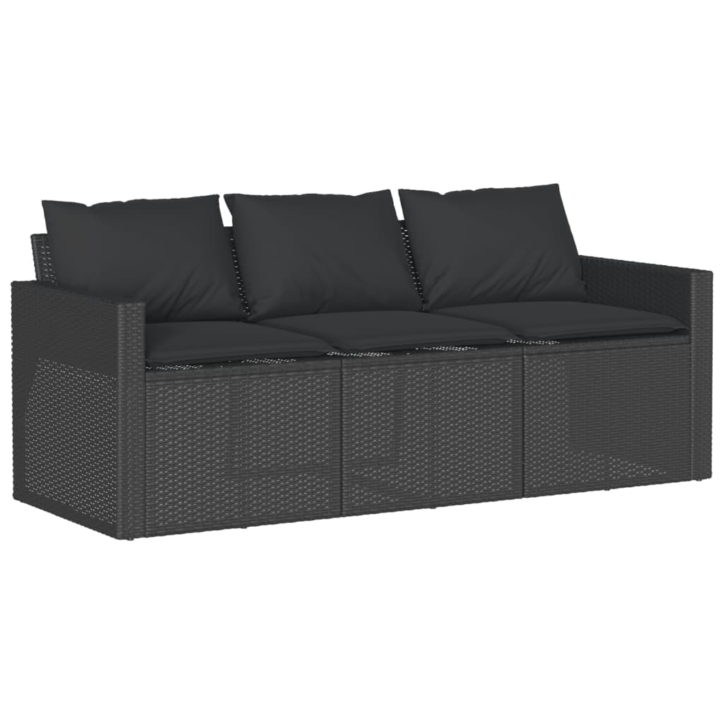 vidaXL Set mobilier de grădină cu perne, 2 piese, negru, poliratan