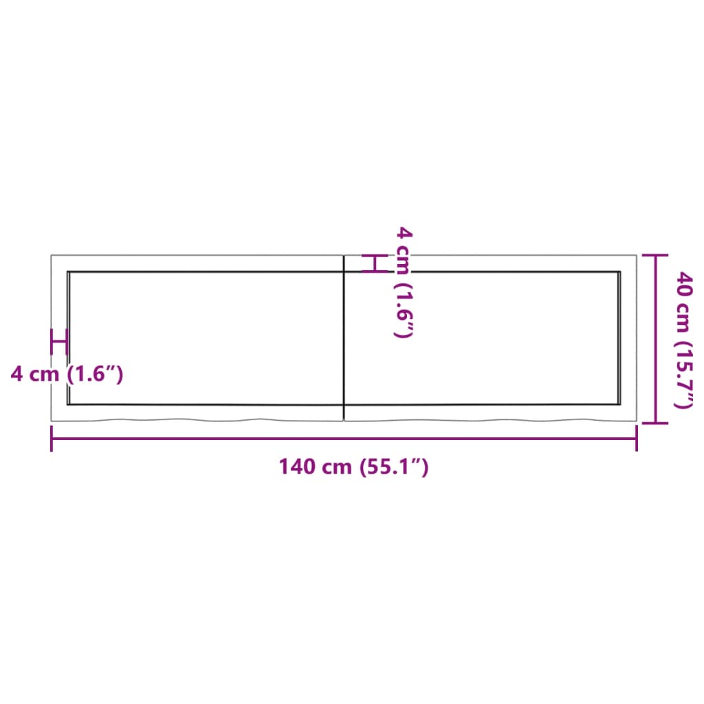 vidaXL Blat de baie, maro închis, 140x40x(2-6) cm, lemn masiv tratat