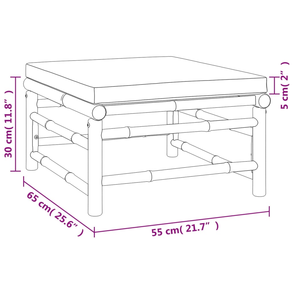 vidaXL Set mobilier de grădină cu perne gri deschis, 6 piese, bambus