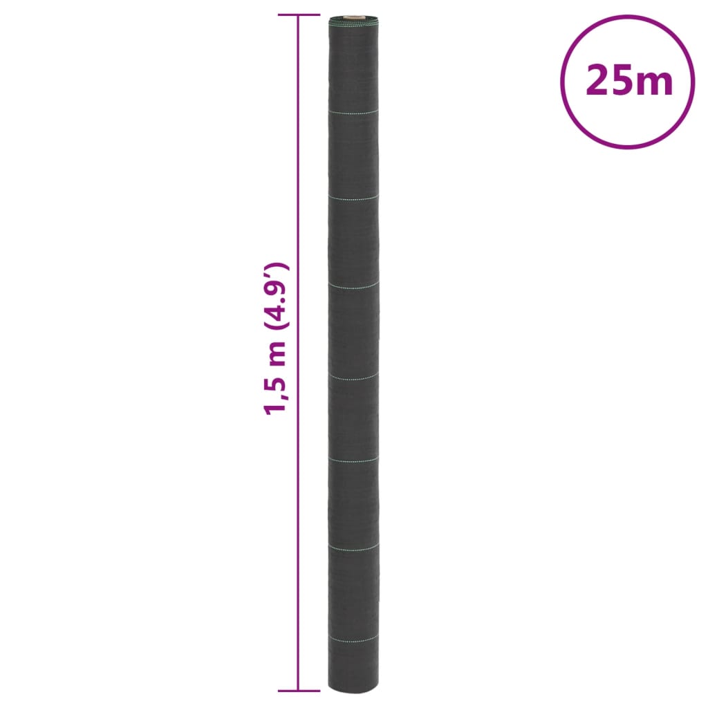 vidaXL Membrană antiburuieni, negru, 1,5x25 m, PP