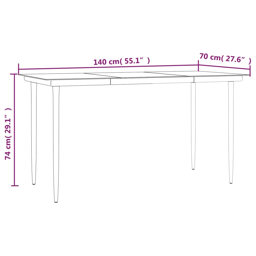 vidaXL Set mobilier de grădină, 7 piese, negru, oțel și textilenă