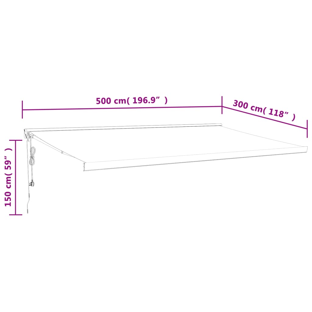 vidaXL Copertină retractabilă albastru/alb, 5x3 m, textil/aluminiu