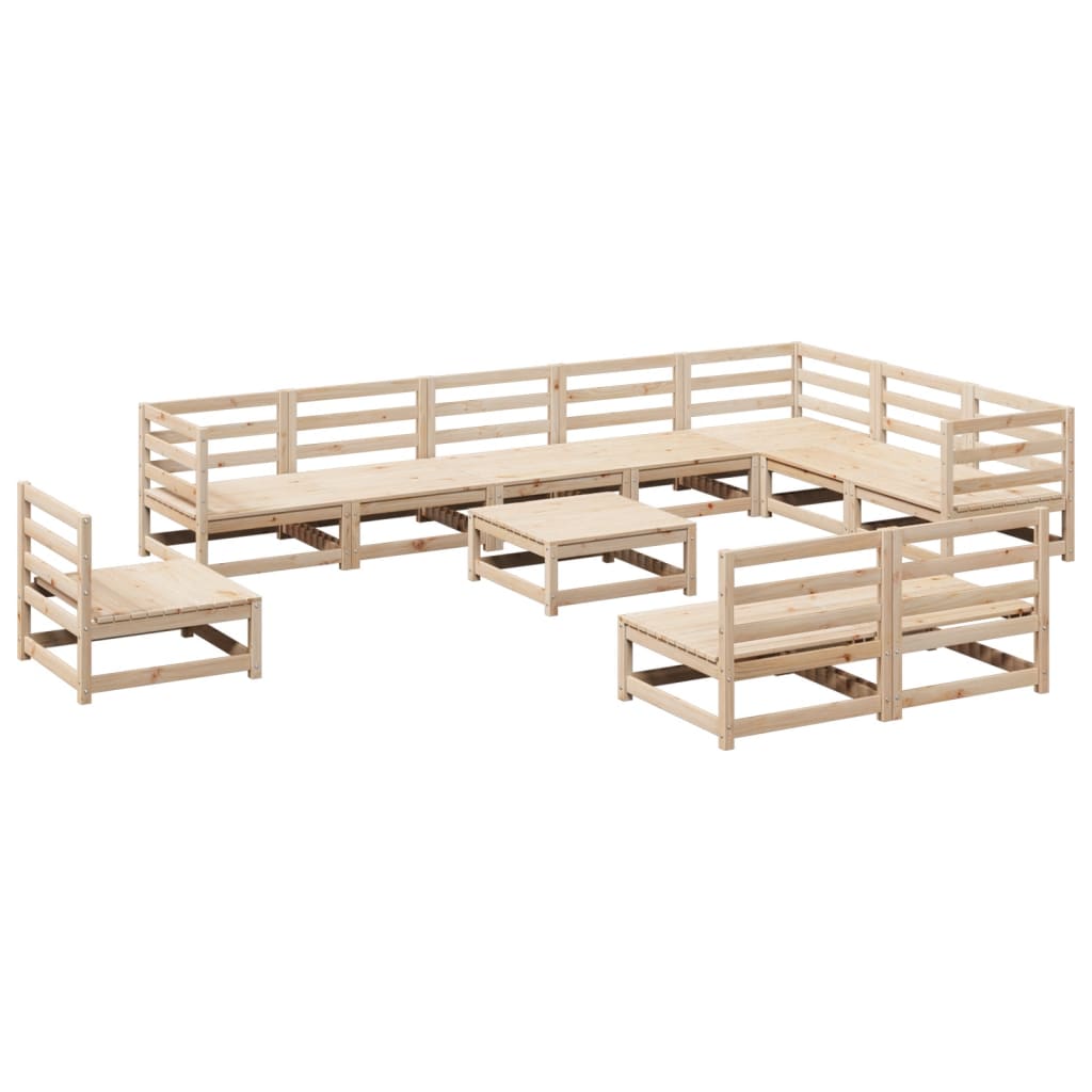 vidaXL Set canapea de grădină, 11 piese, lemn masiv de pin