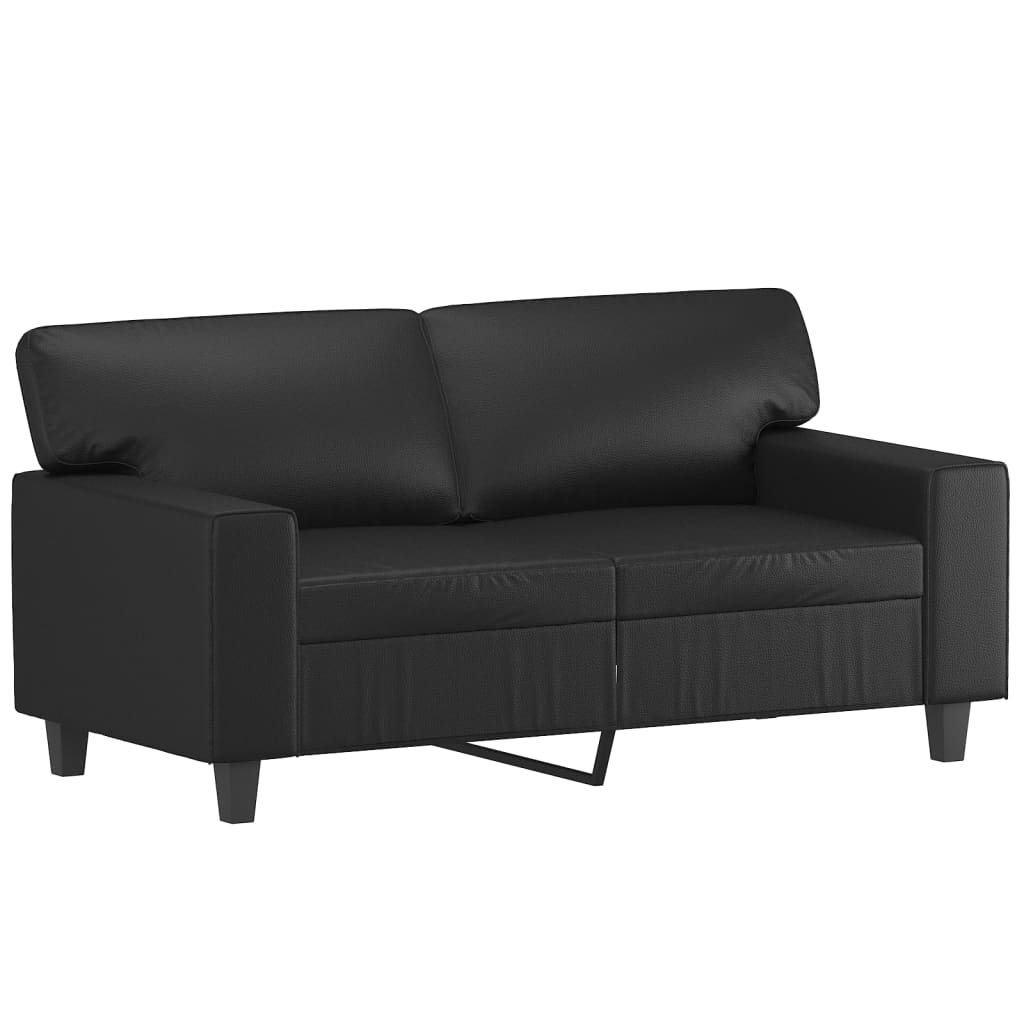 vidaXL Canapea cu 2 locuri, negru, 120 cm, piele ecologică