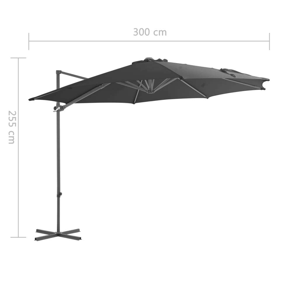 vidaXL Umbrelă în consolă cu stâlp din oțel, antracit, 300 cm