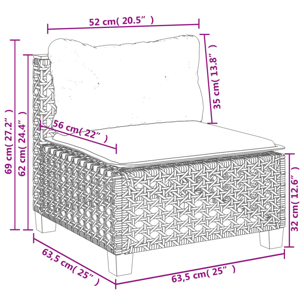 vidaXL Set canapele de grădină cu perne, 11 piese, negru, poliratan