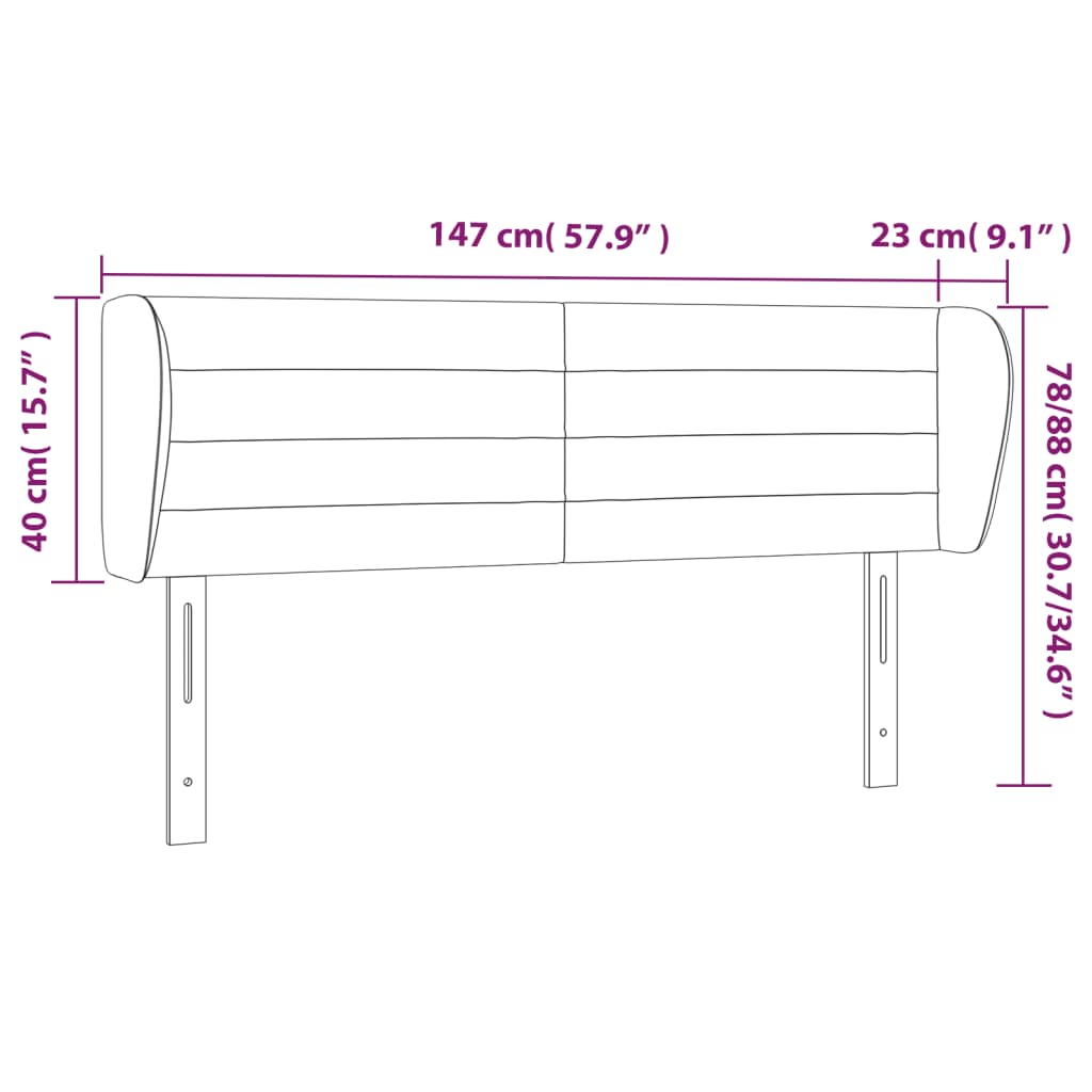 vidaXL Tăblie de pat cu aripioare gri închis 147x23x78/88 cm textil