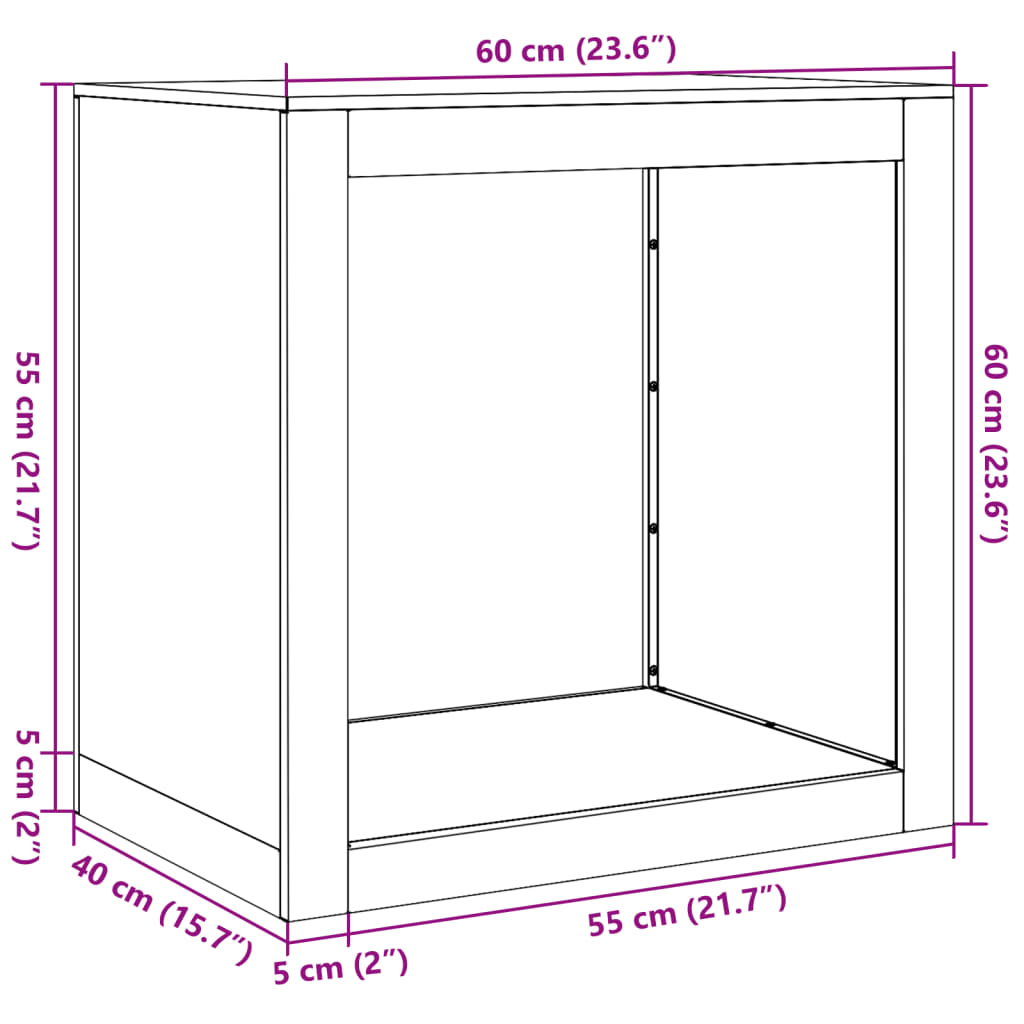 vidaXL Suport pentru lemne de foc, 60x40x60 cm, oțel corten