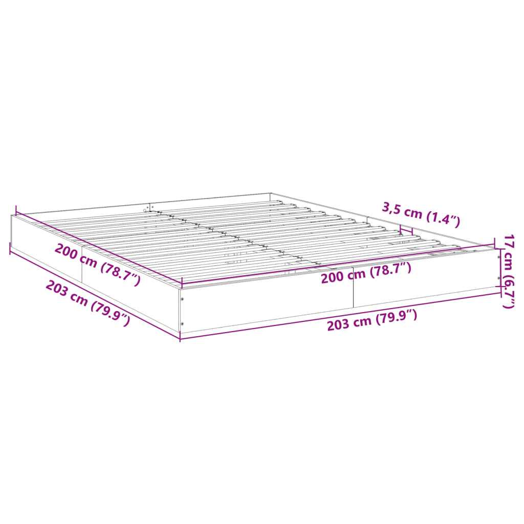 vidaXL Cadru de pat, stejar sonoma, 200x200 cm, lemn prelucrat