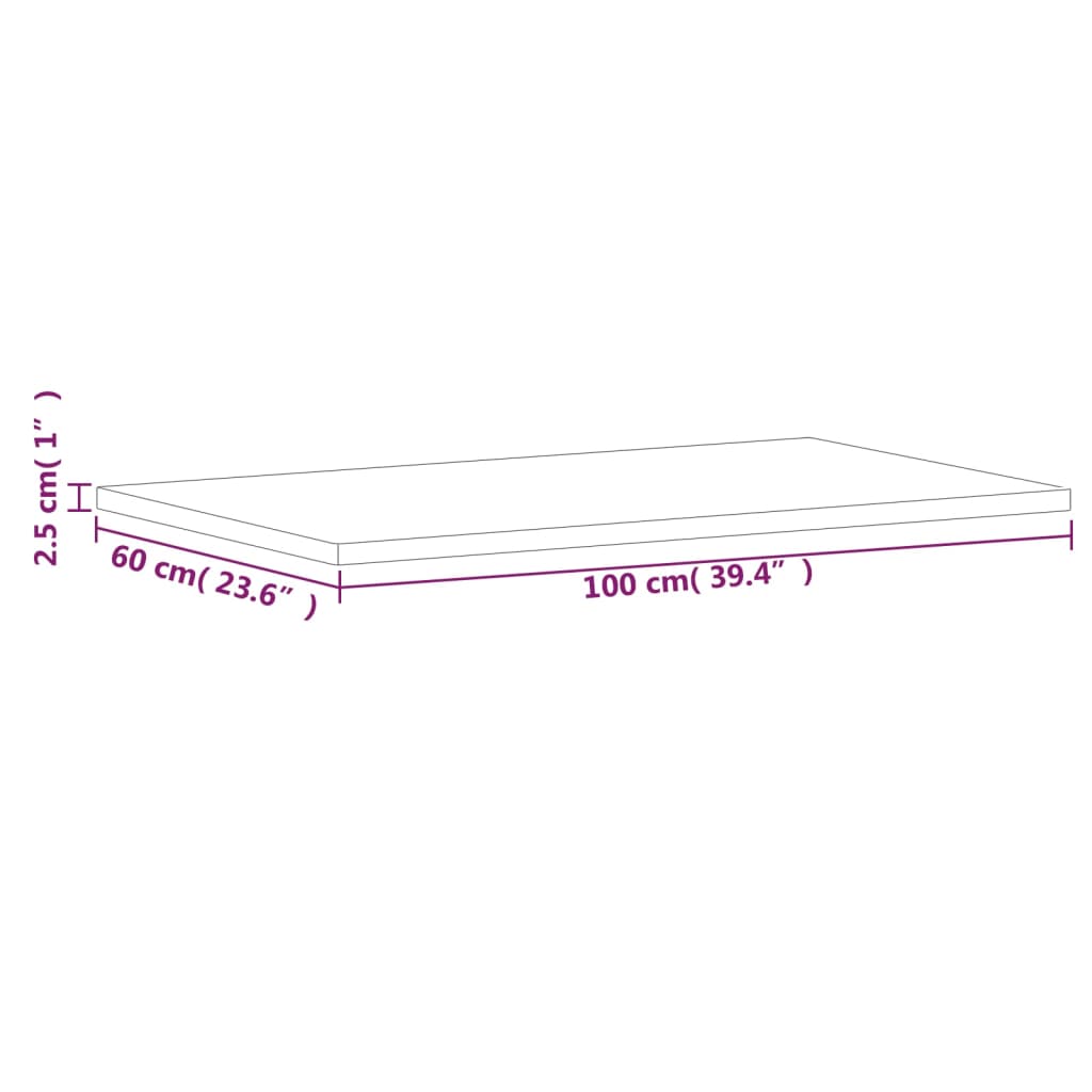 vidaXL Blat de baie, 100x60x2,5 cm, lemn masiv de fag