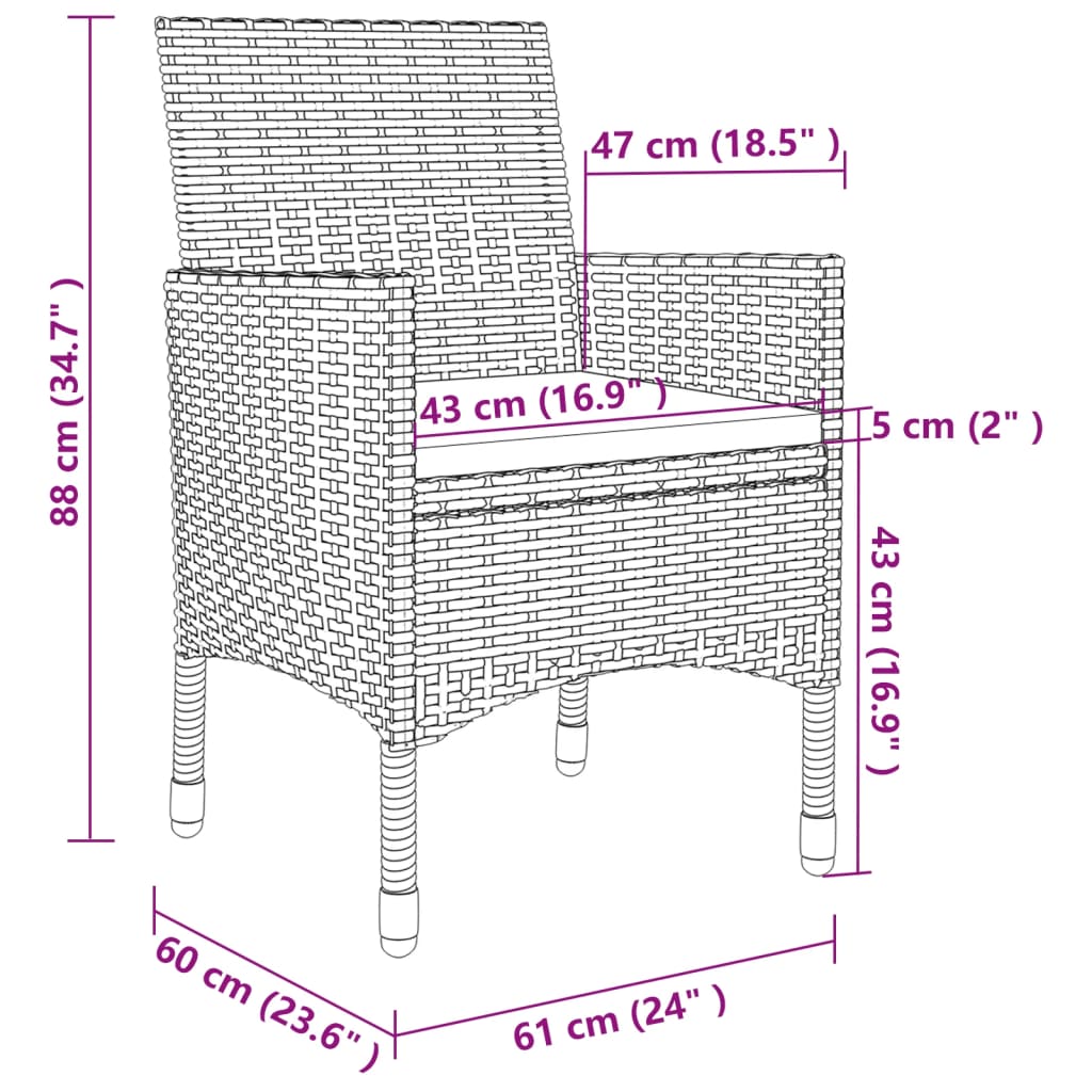 vidaXL Set mobilier de exterior cu perne, 5 piese, gri, poliratan