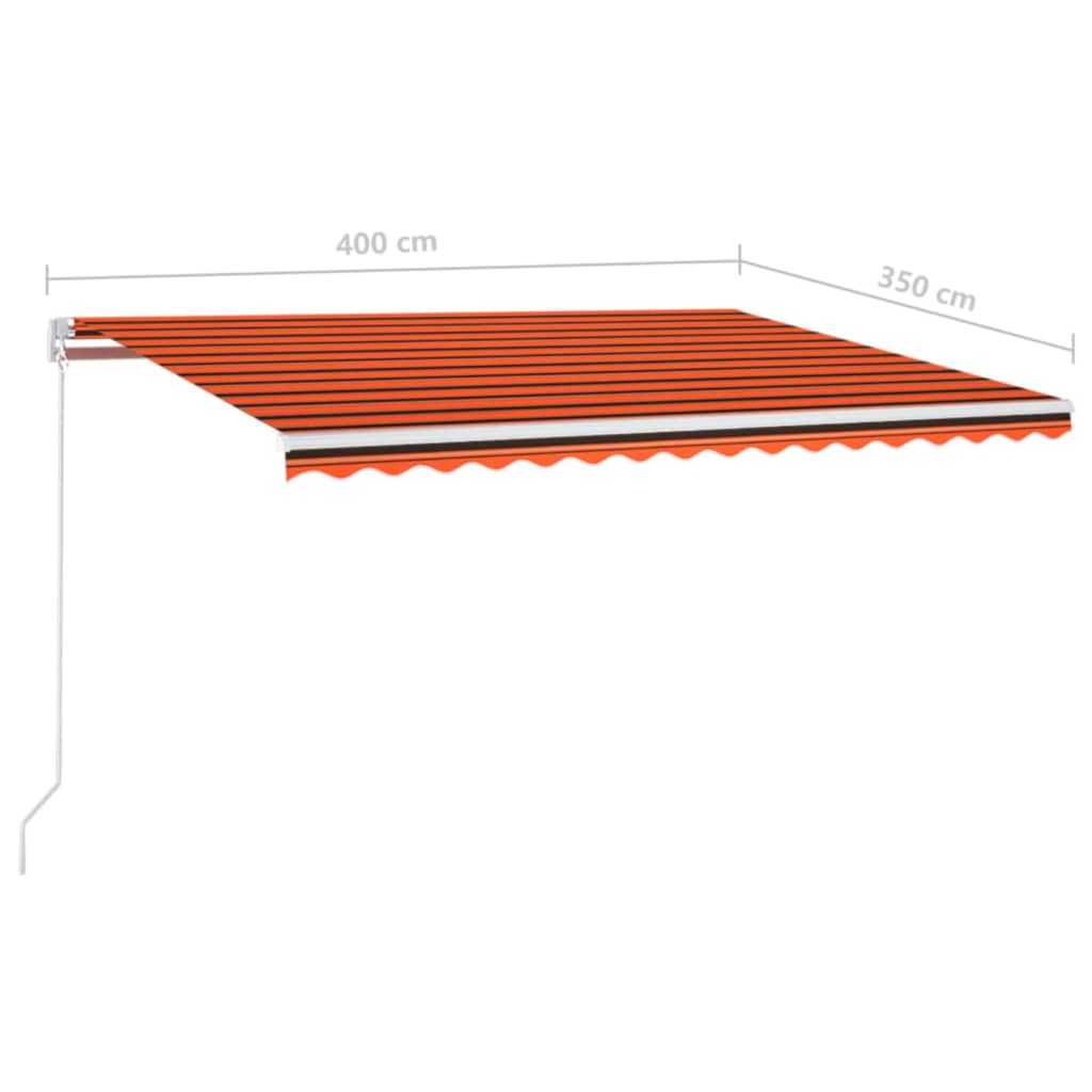 vidaXL Copertină retractabilă manual, LED, portocaliu/maro, 400x350 cm