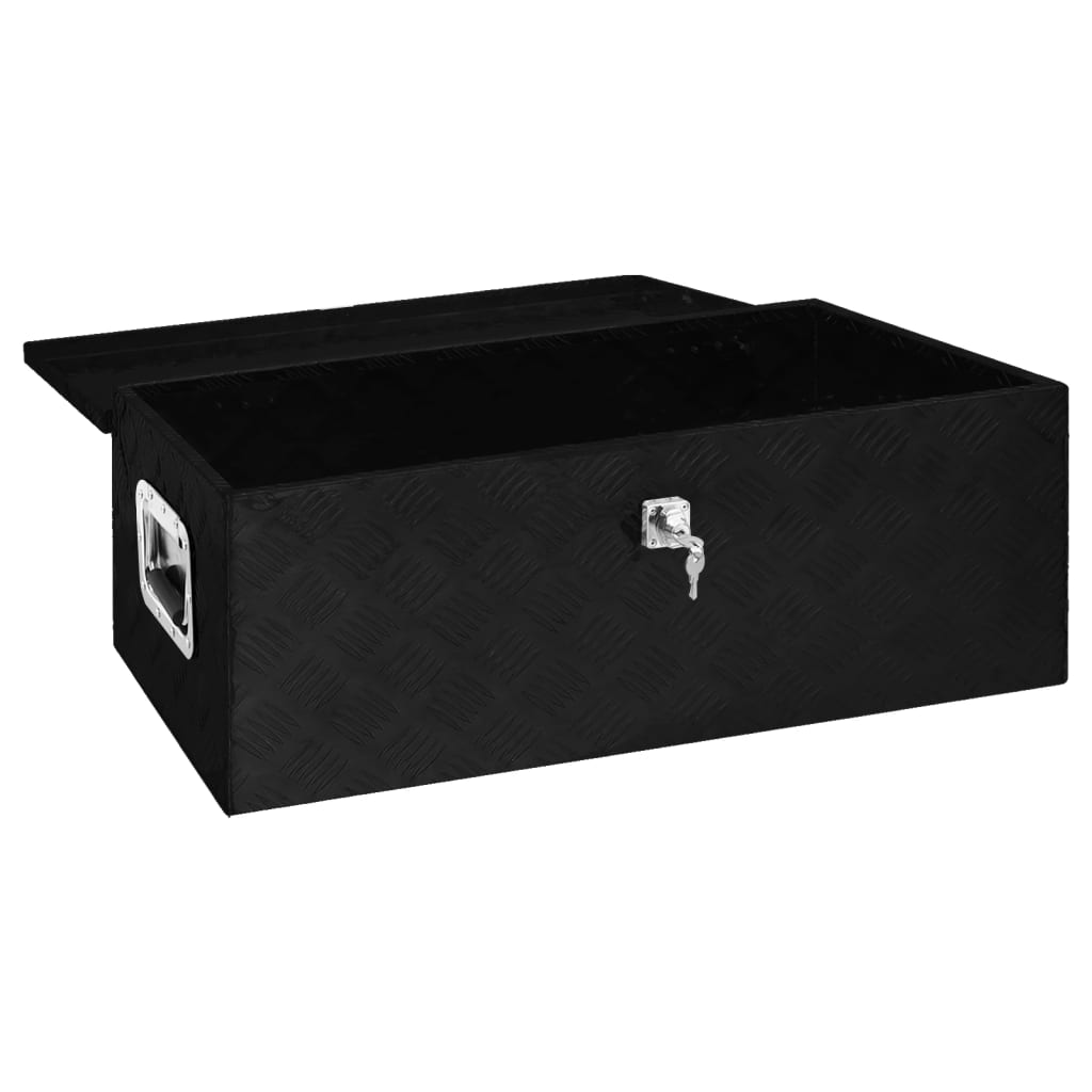 vidaXL Cutie de depozitare, negru, 90x47x33,5 cm, aluminiu