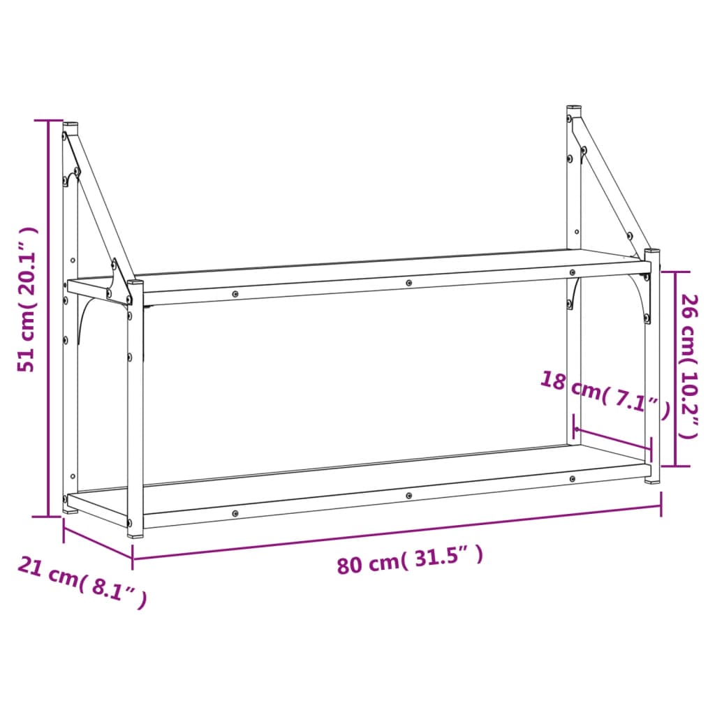 vidaXL Raft cu 2 niveluri stejar sonoma 80x21x51 cm, lemn prelucrat