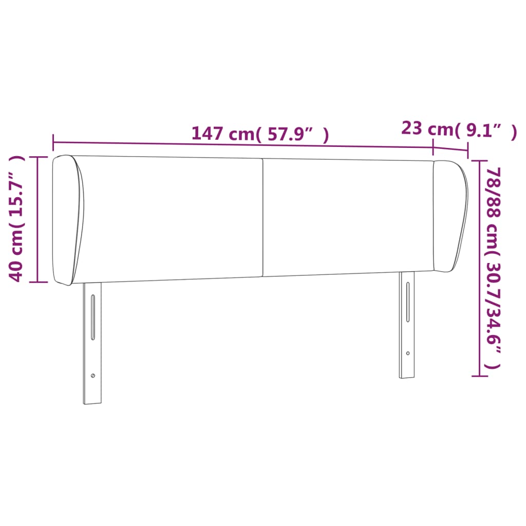 vidaXL Tăblie de pat cu aripioare negru 147x23x78/88cm piele ecologică