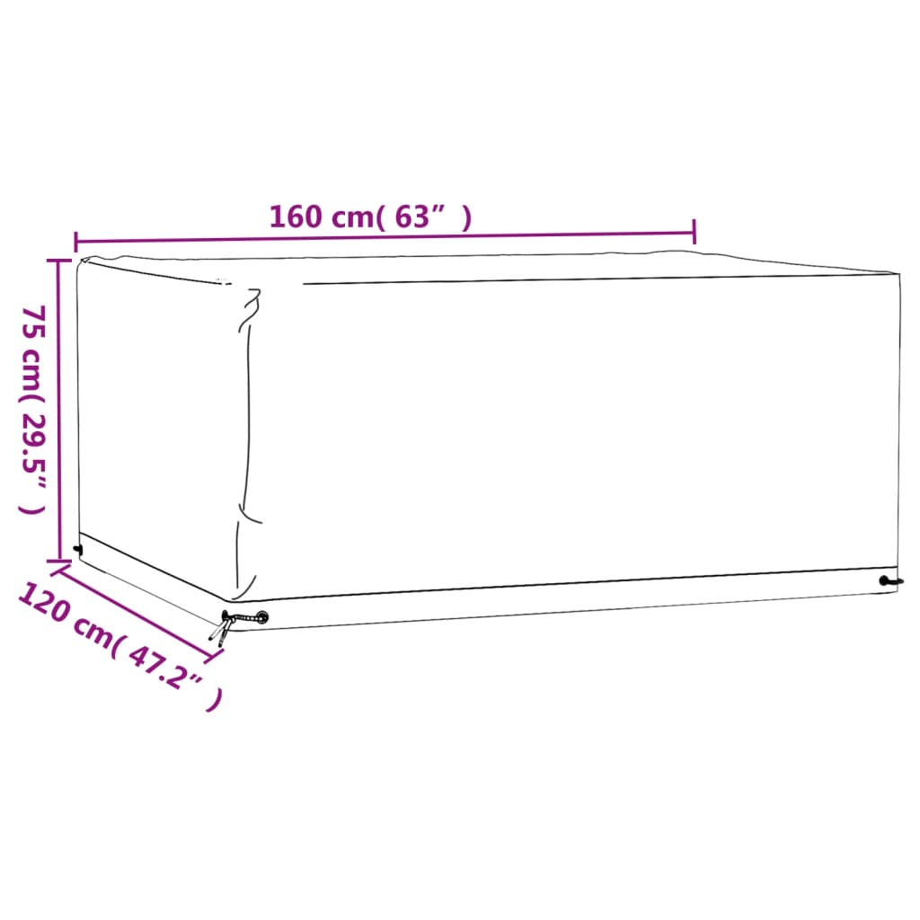 vidaXL Husă pentru mobilier de grădină, 8 ocheți, 160x120x75 cm pătrat