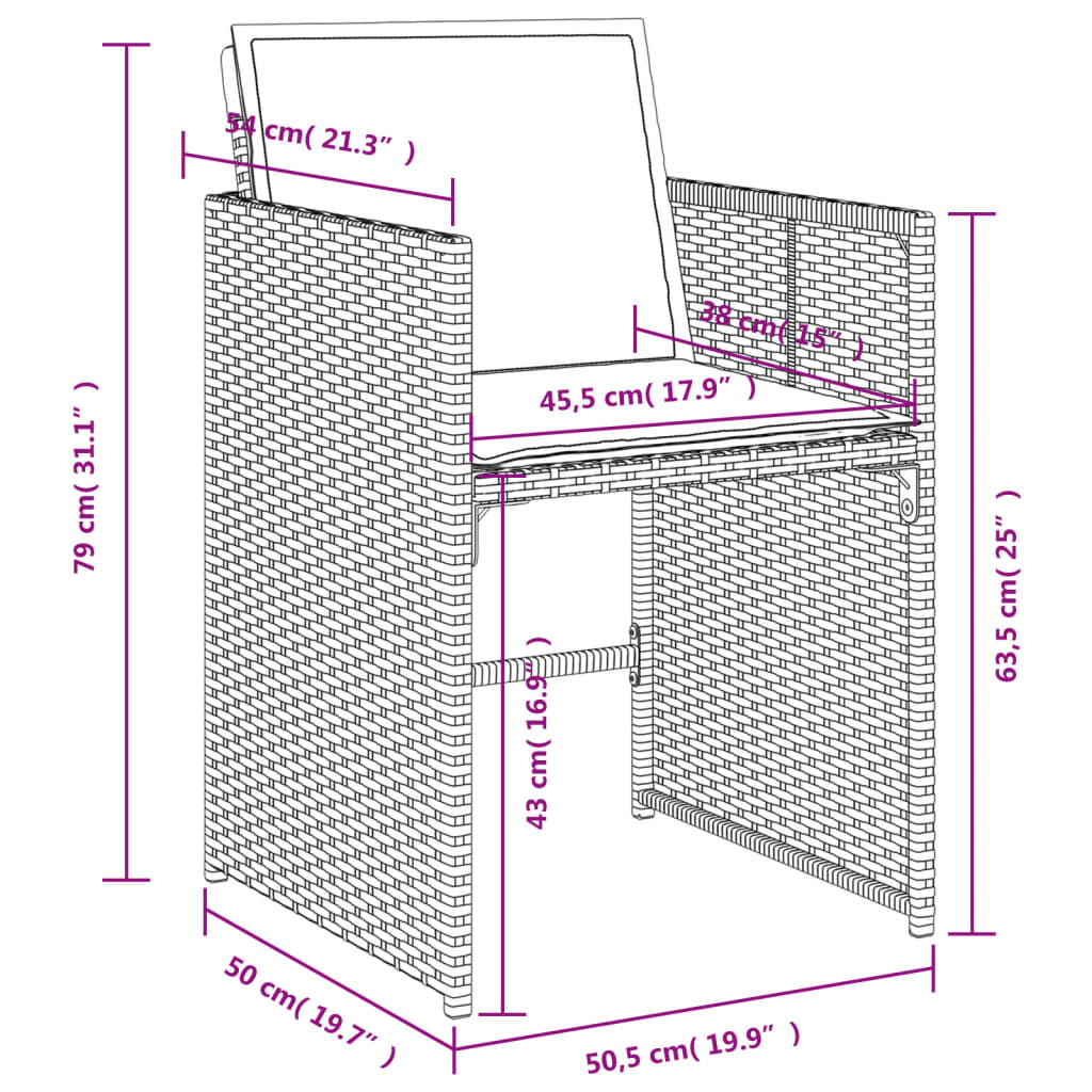 vidaXL Set mobilier de exterior cu perne, 11 piese, negru, poliratan