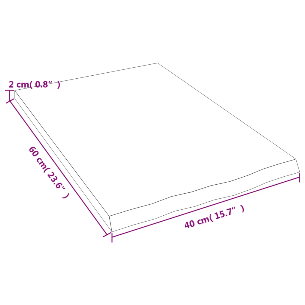 vidaXL Blat de baie, maro deschis, 40x60x2 cm, lemn masiv tratat