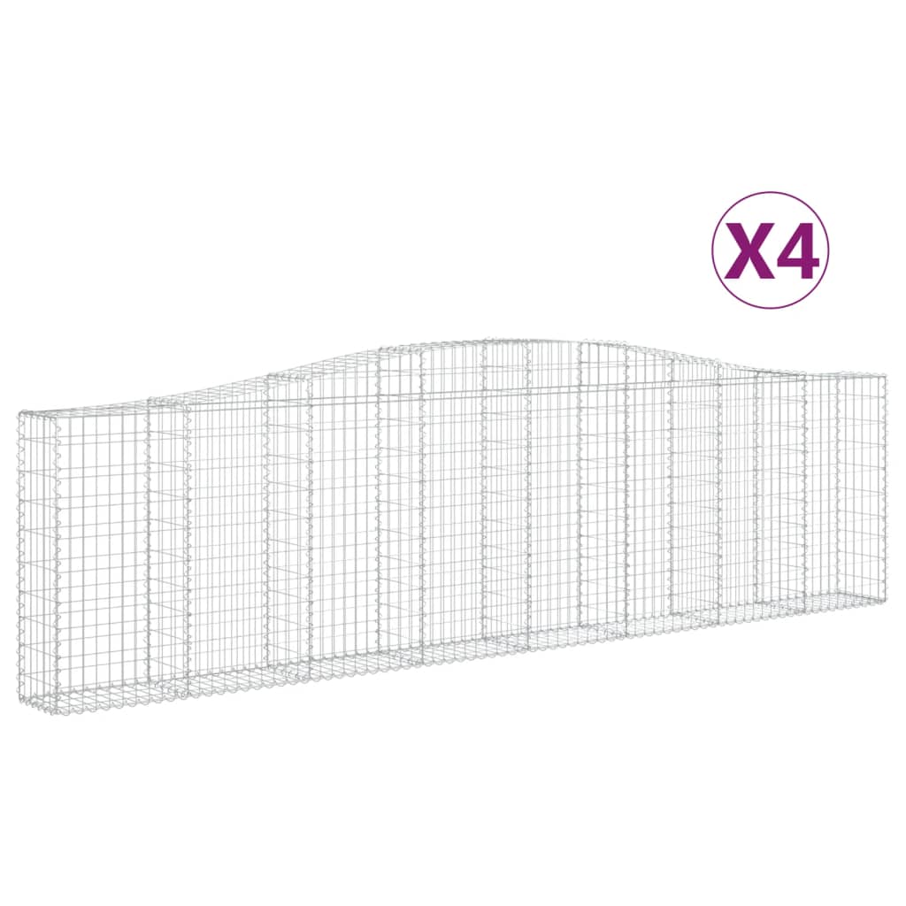 vidaXL Coșuri gabion arcuite 4 buc, 400x30x100/120 cm fier galvanizat