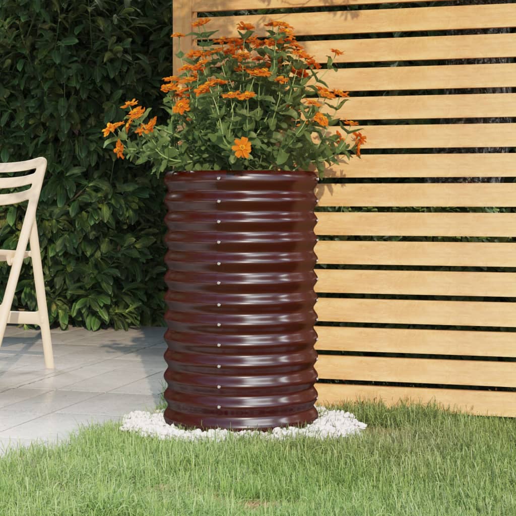 vidaXL Jardinieră grădină maro 40x40x68 cm oțel vopsit electrostatic