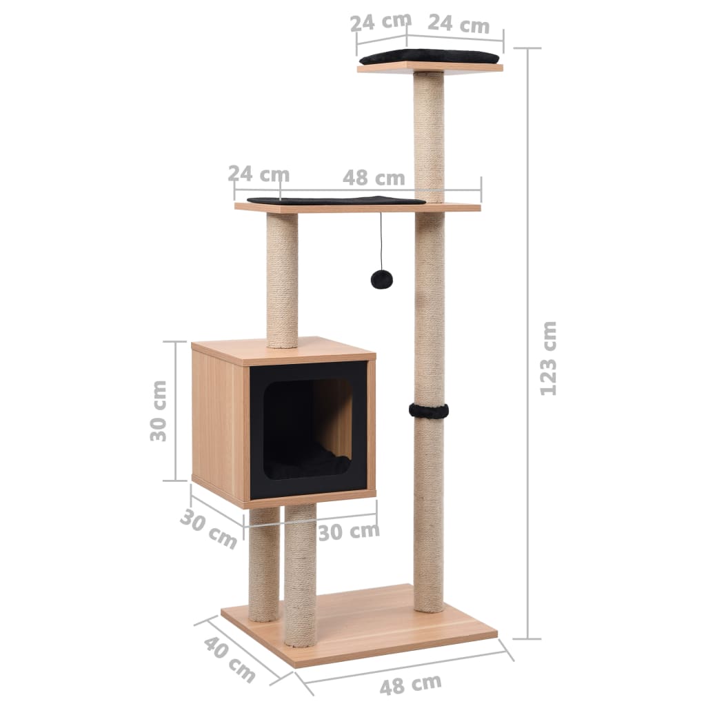 vidaXL Ansamblu pentru pisici, covoraș din funie de sisal, 123 cm