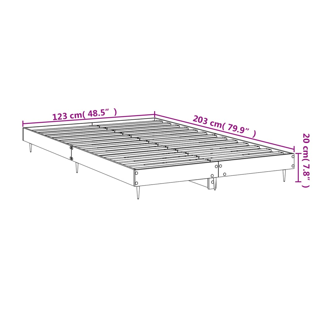 vidaXL Cadru pat fără saltea stejar fumuriu 120x200 cm, lemn prelucrat