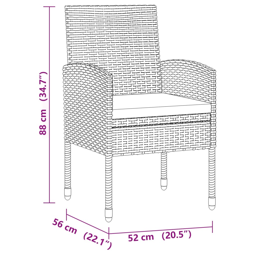 vidaXL Set de mobilier de exterior, 7 piese, gri, poliratan