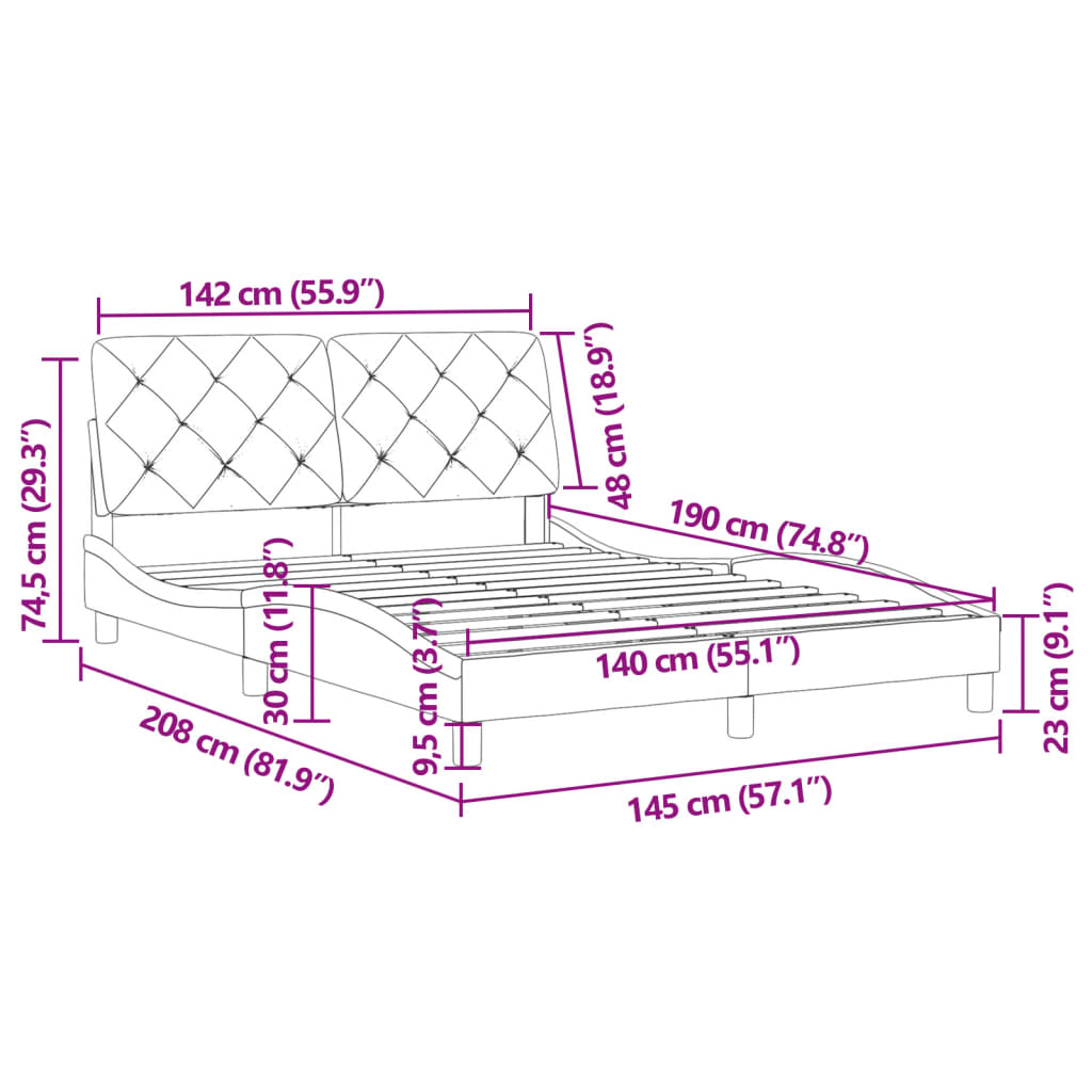 vidaXL Cadru de pat fără saltea, negru, 140x190 cm, catifea