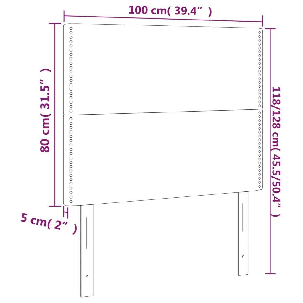 vidaXL Tăblii de pat, 2 buc, gri, 100x5x78/88 cm, piele ecologică