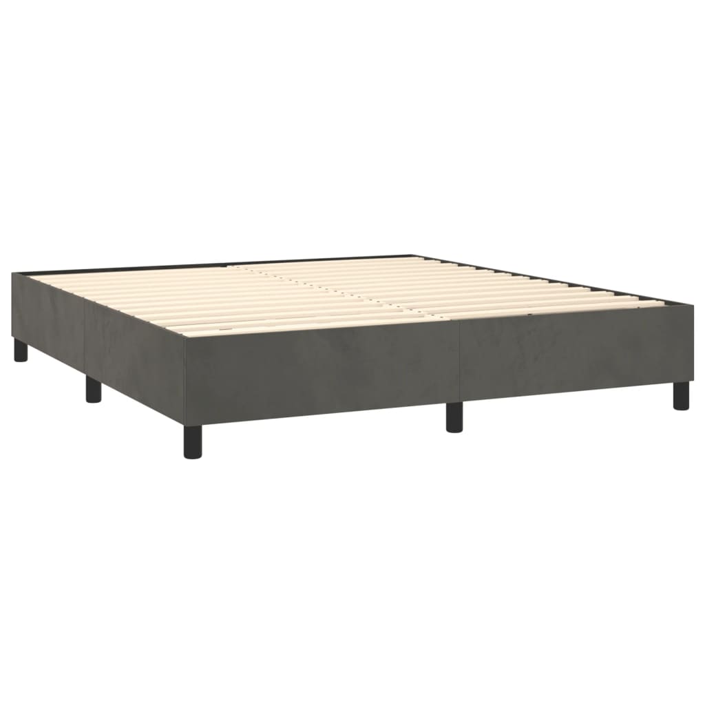 vidaXL Pat box spring cu saltea, gri închis, 180x200 cm, catifea