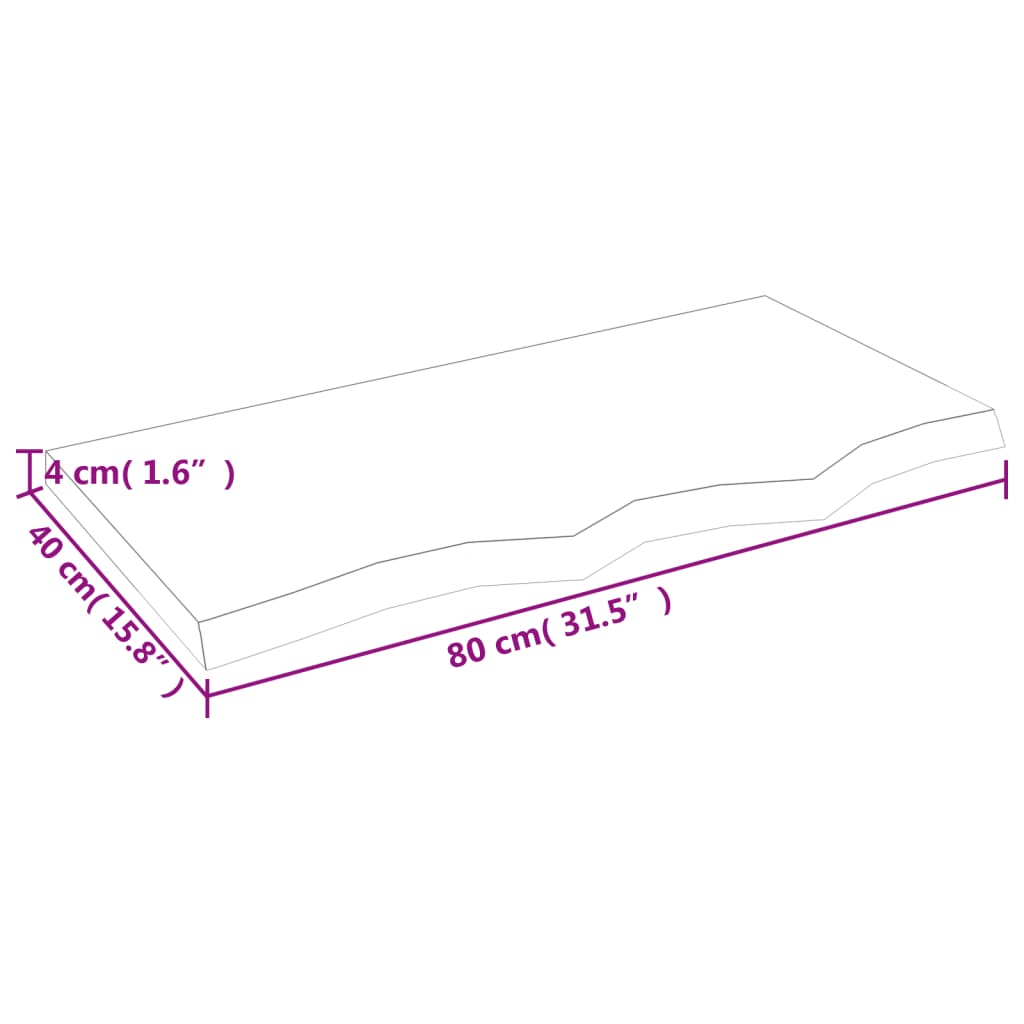 vidaXL Poliță de perete, 80x40x(2-4) cm, lemn masiv de stejar netratat